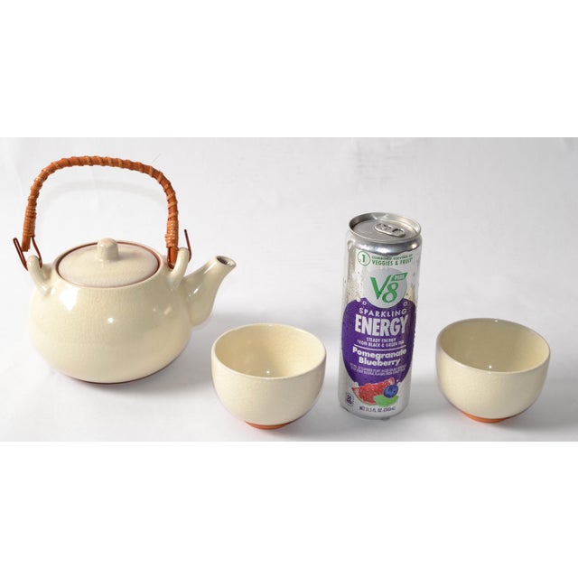 Vintage Japanese Tea Handmade Stoneware Ceramic Kotobuki - Set of 3 For Sale - Image 12 of 15