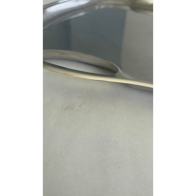 Vintage French Bistro Style Stainless Steel and Silver-Plated Metal Serving Tray, 1970s For Sale - Image 7 of 9