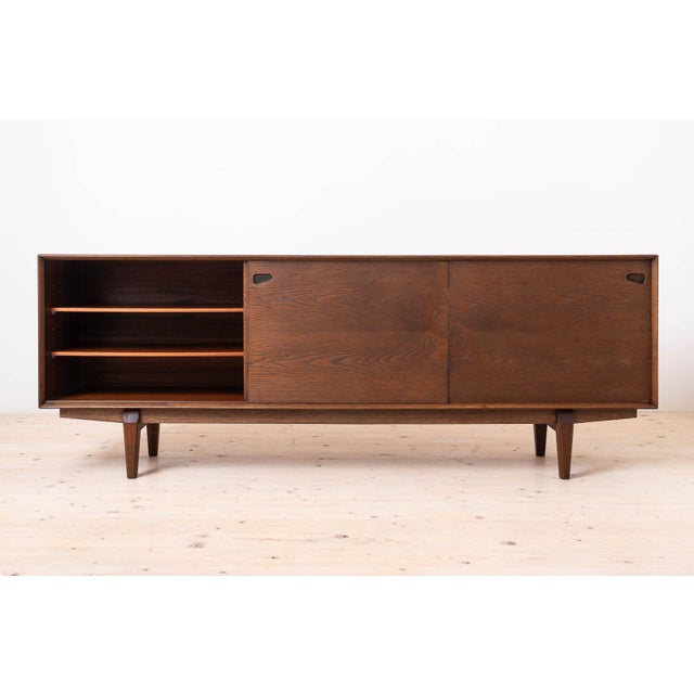 Mid-Century Modern Danish Model No. 65 Sideboard in Chocolate Brown Stained Oak from Skovby Møbler, 1960s For Sale - Image 3 of 12
