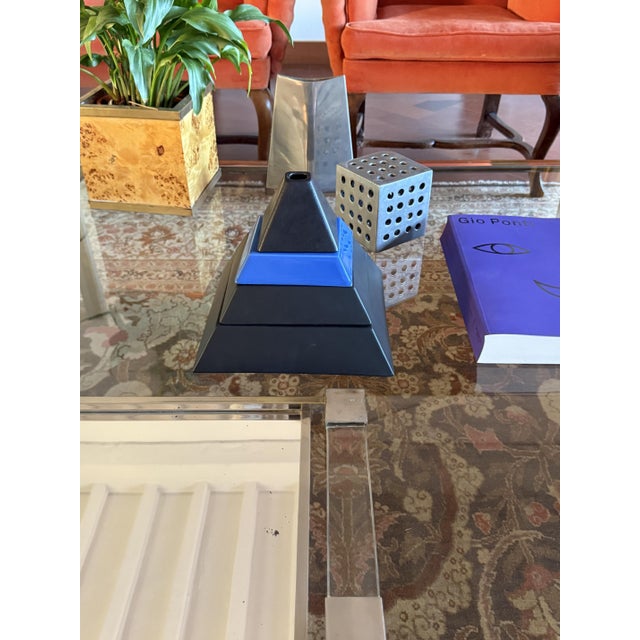French Pyramid Shaped Stacked Ceramic Ashtrays, 1980s, Set of 4 For Sale - Image 14 of 18