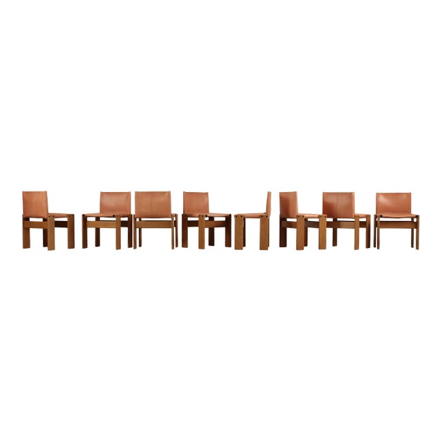 1970s Monk Chairs in Walnut and Buffalo Leather by Afra and Tobia Scarpa for Molteni, 1973, Set of 8 For Sale - Image 5 of 18