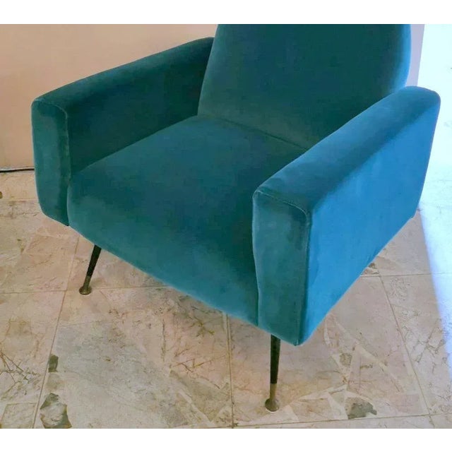 Vintage Italian Armchair Upholstered and Covered in Velvet Ottanio Color For Sale - Image 4 of 13