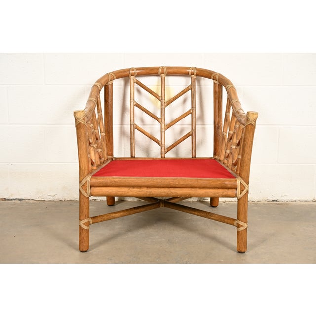 McGuire Mid-Century Hollywood Regency Bamboo Rattan Lounge Chair For Sale - Image 10 of 15