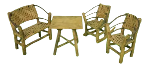 Miniature Adirondack Bench, Armchairs & Table - 4 Piece Set