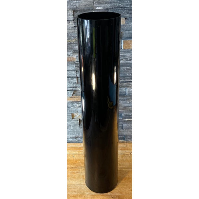 Tall Wrzesniak Glassworks Black Art Glass Cylinder Floor Vase Chairish