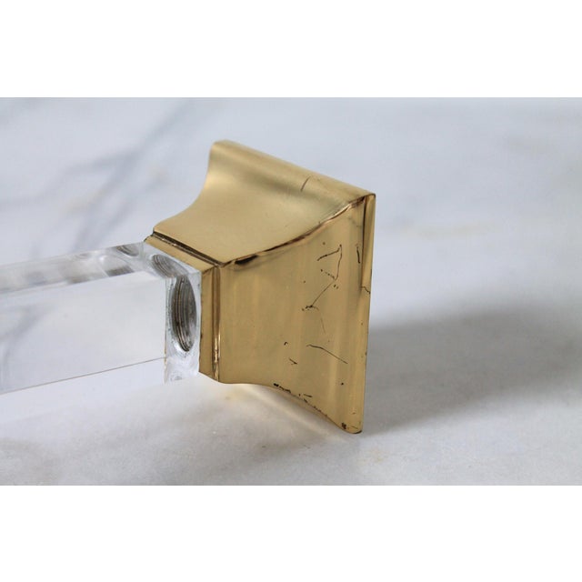 Brass Vintage Brass & Lucite Candle Holders For Sale - Image 8 of 10