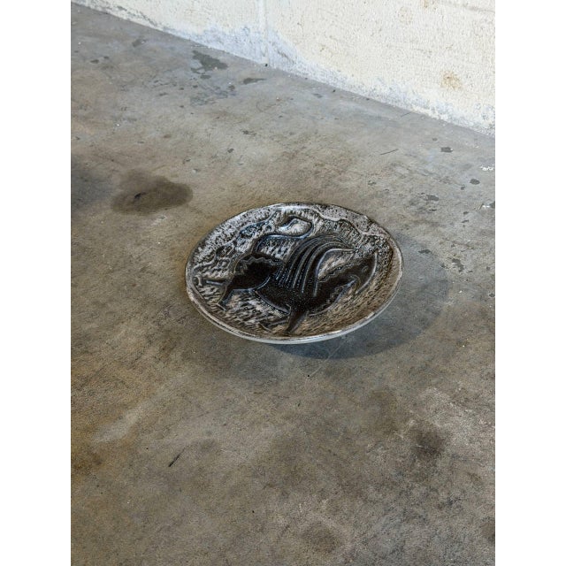 Ceramic Shallow Bowl Sgraffito a Mythical Creature Motif Johgus Bornholm Mid-Century 1960s For Sale - Image 9 of 9