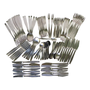 Henckels Mid Century Modern Azur Flatware Satin-Finish 111 Pcs. Germany 1960s