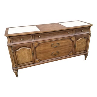Vintage Mid Century Marble Inlaid Credenza by Thomasville For Sale