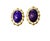 1950s Vintage Large Clip on Oval Purple & Gold Tone Chunky Earrings Retro Statement For Sale - Image 5 of 5