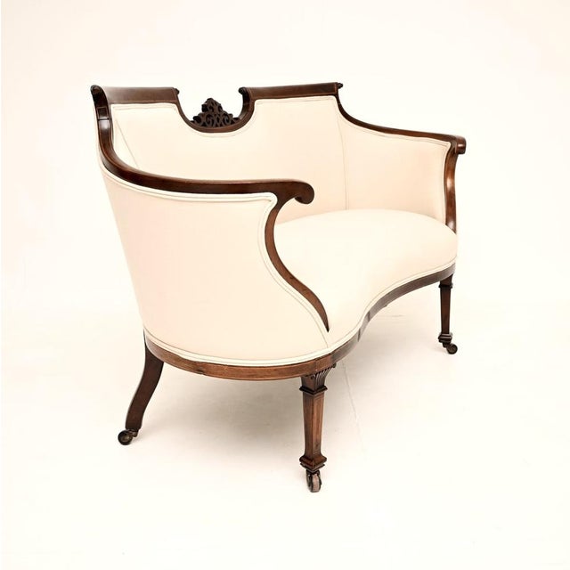 Antique Edwardian Inlaid Settee, 1880 For Sale - Image 3 of 11
