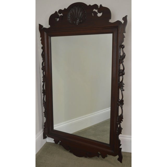 Chippendale Style Vintage Hand Carved Shell Top Mirror For Sale - Image 11 of 13