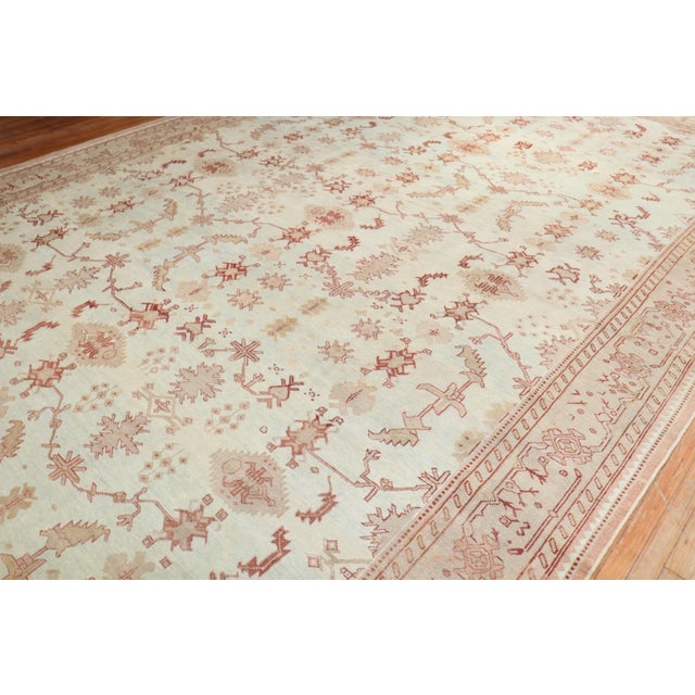 Oversize Antique Zabihi Collection Turkish Oushak Light Blue Decorative Rug - 3'7" x 18'5" For Sale - Image 4 of 12