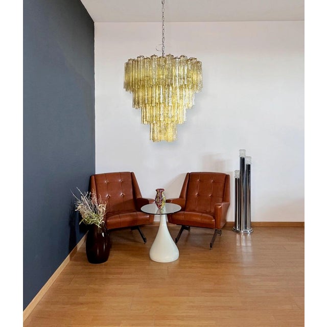 Mid-Century Modern Vintage Murano Glass Tiered Chandelier, 1990s For Sale - Image 3 of 18