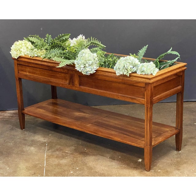Early 20th Century Large French Console Table or Planter of Cherrywood With Metal Liner For Sale - Image 5 of 10