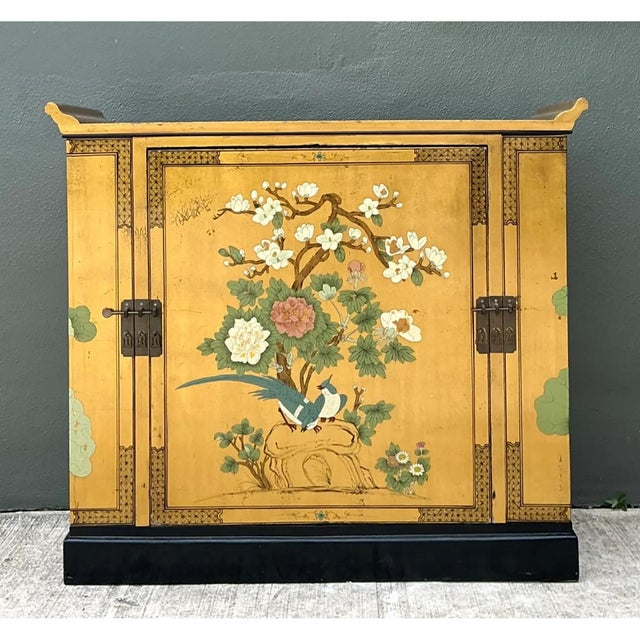 Gold Vintage Chinoiserie Gilt Floral Dry Bar For Sale - Image 8 of 12