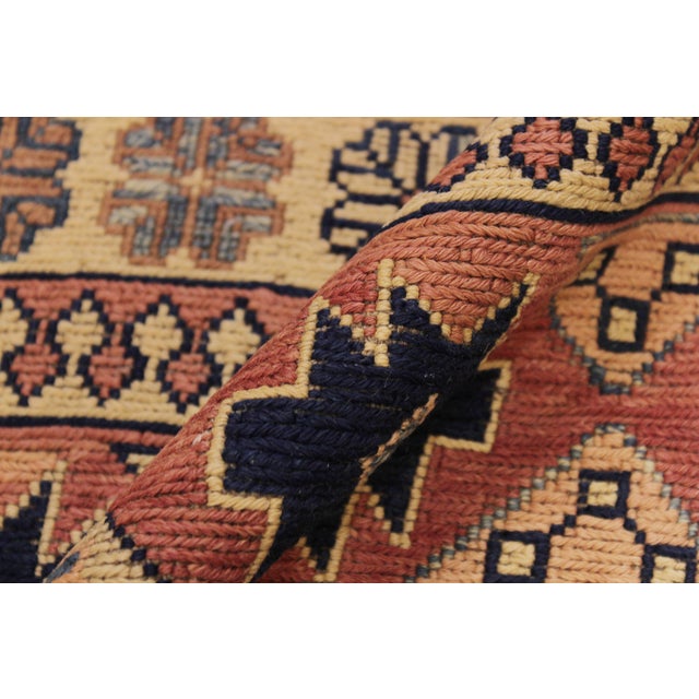 Textile Rustic Soumak Blue/Rust Wool Rug - 6'4'' X 9'3'' For Sale - Image 7 of 10