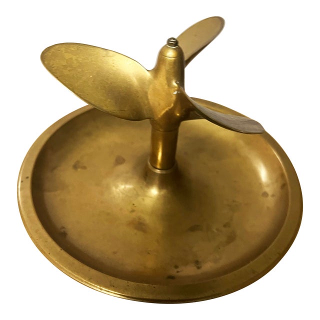 1930s Machine Age Brass Propeller Dish/Tray For Sale