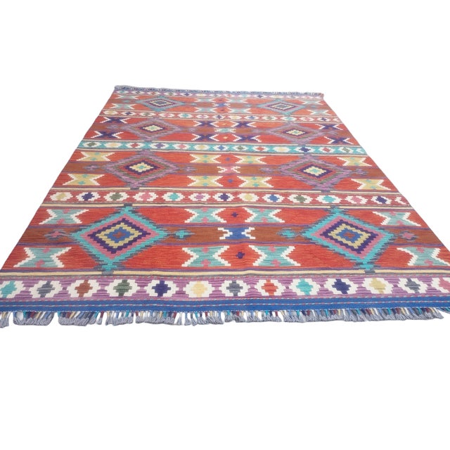 Vintage Anatolian Hand-Woven Wool Flatweave Kilim For Sale - Image 4 of 5