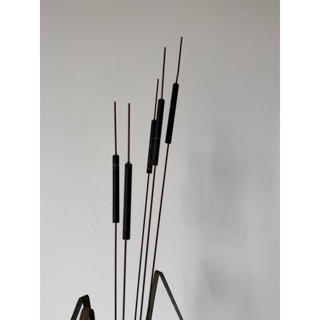 Metal 1970’s Mid-Century Modern Mixed Metals Cattail Sculpture For Sale - Image 7 of 12