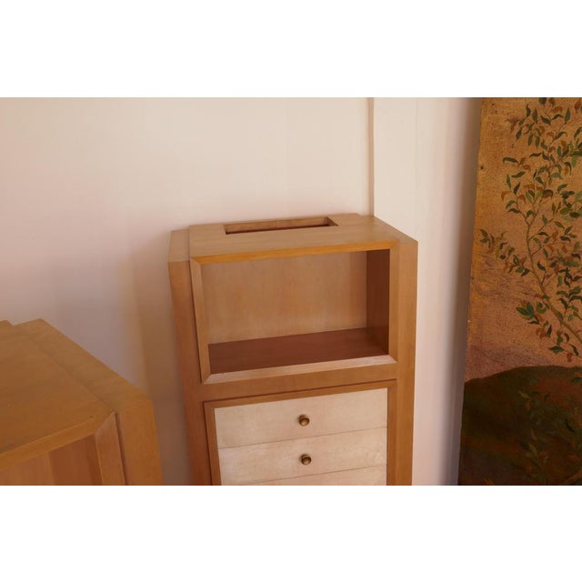 Brown French Chest of Drawers in Ash Wood and Parchment by Blanche Klotz, 1930s For Sale - Image 8 of 13
