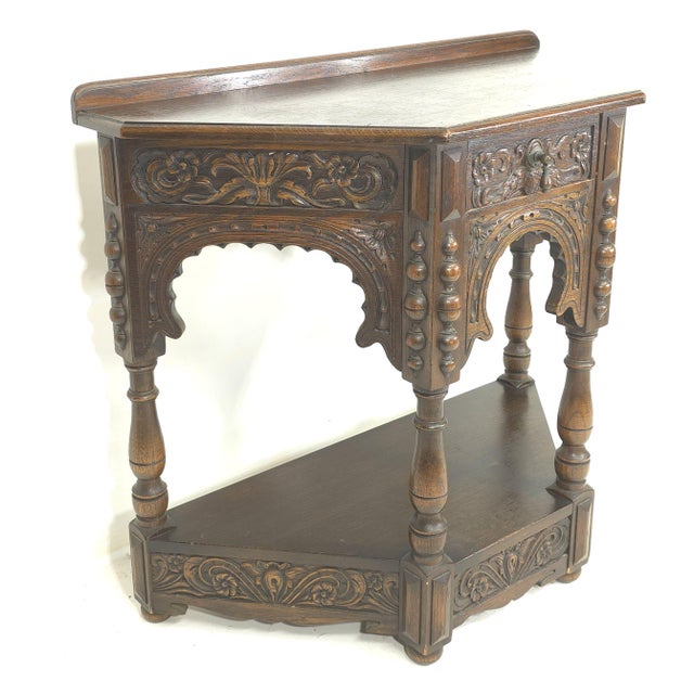 Baroque Baroque Style Hand Carved Oak Accent Table For Sale - Image 3 of 11