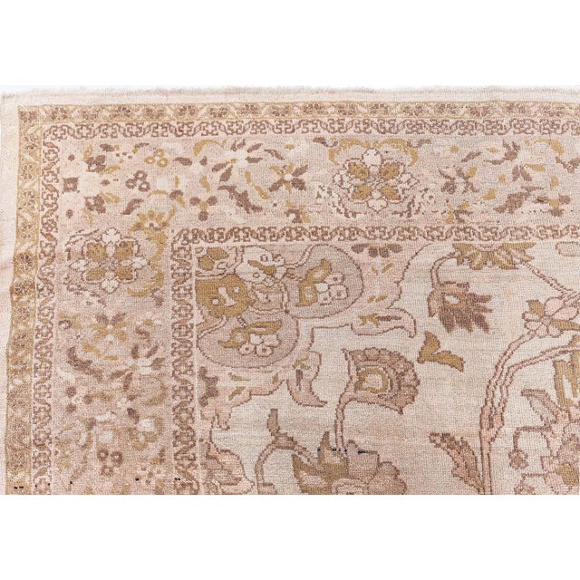 Persian Antique Persian Sultanabad Tan, Taupe and Brown Handwoven Wool Rug For Sale - Image 3 of 9