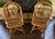 Pair of vintage Albini-style Italian bent rattan dining or occasional chairs featuring curved spindle backs, wrapped...