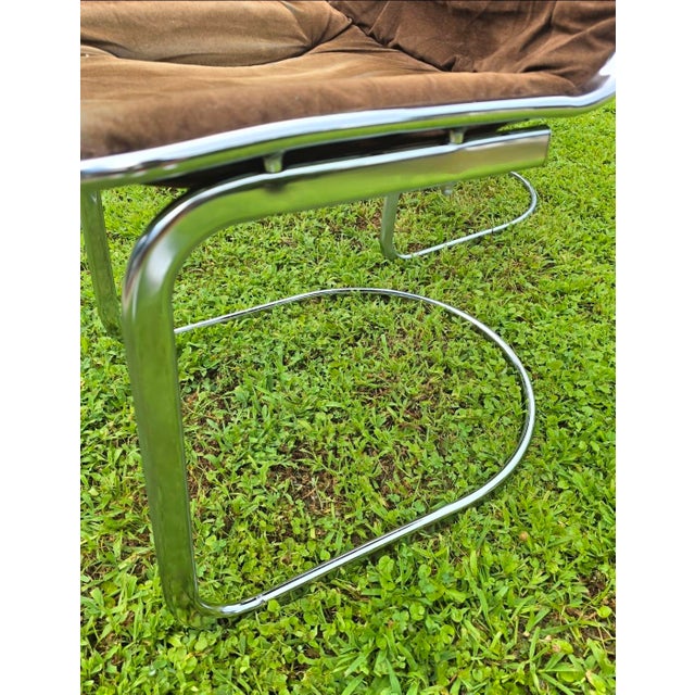 Chrome Set of 4 Attributed to Gastone Rinaldi Cantilever Chrome Design Chairs Rima Italy 1970 MCM For Sale - Image 8 of 13