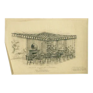 1955 Tropical "Private Lodge & Lounge" Architectural Rendering Prepared by Rucker Fuller
