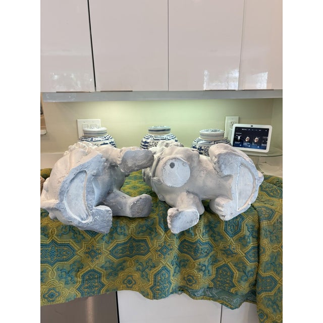 Palm Beach Chic White Foo Dog Guardian Lion Sculptures Primed – A Pair For Sale - Image 4 of 13
