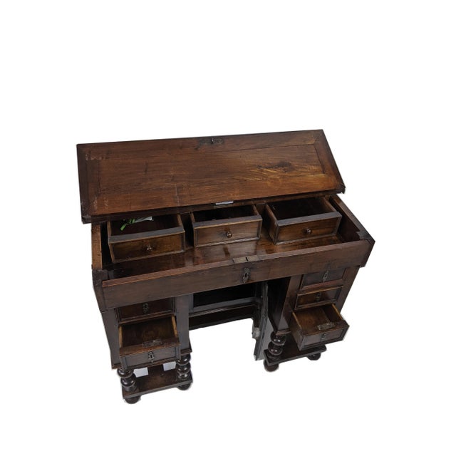 18th Century Antique Walnut Kneehole Executive Desk For Sale - Image 5 of 8