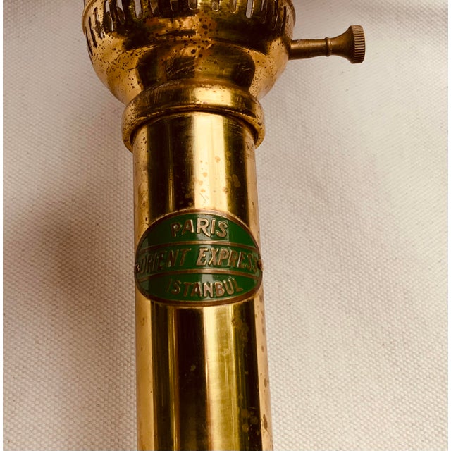 English Vintage Orient Express Table Lamp - Brass Railroad Inspired Design, c.1980 For Sale - Image 3 of 17