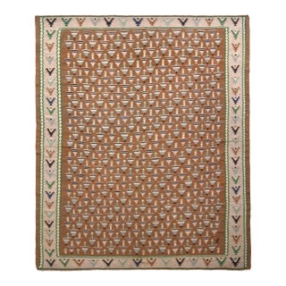 Mid-Century Vintage Kilim Rug in Brown Pink Geometric Pattern by Rug & Kilim For Sale