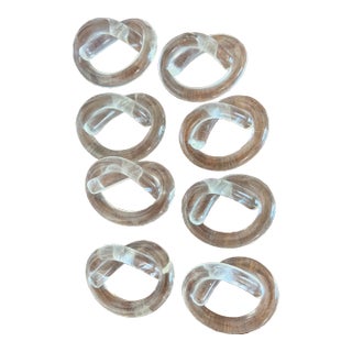 1970s Lucite Pretzel Napkin Rings- Set of 8 For Sale