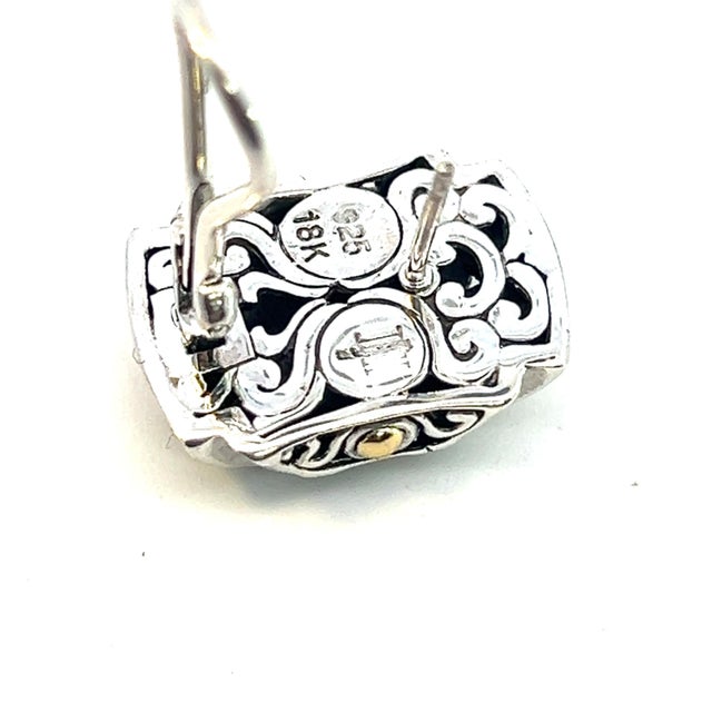 1990s 1990s Pair of John Hardy Estate Post Omega Back Earrings Sterling Silver 18k Yellow Gold For Sale - Image 5 of 6
