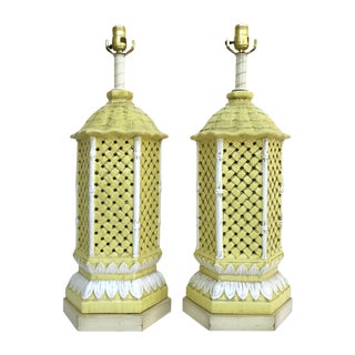 Nardini Studio Pagoda Faux Bamboo Lamps - a Pair For Sale