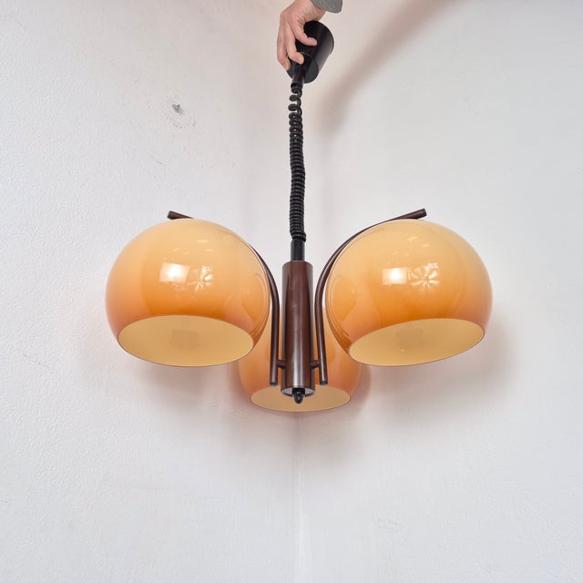 A great lamp in the style of space age, produced in Hungary in the 60s by the Szarvasi company. Very good original vintage...