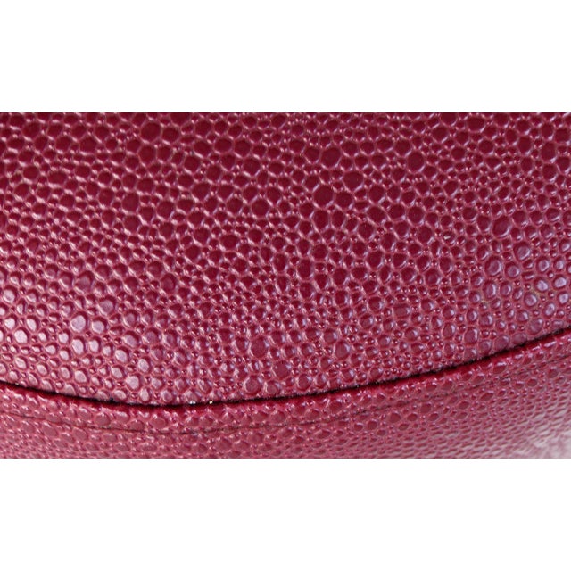 Faux-Shagreen Upholstered Stool With Gilt Wood Base, Additional Stools Available For Sale - Image 4 of 7