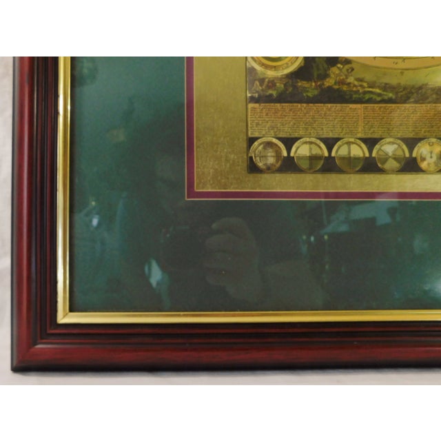 Wood Large Vintage Ornate Gold World Map Framed & Matted Mahogany Wood Wall Picture For Sale - Image 7 of 10