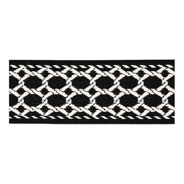 Sample - Schumacher Lattice Tape in Black For Sale