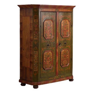 Painted Armoire in Pine, Central Europe, 1831 For Sale