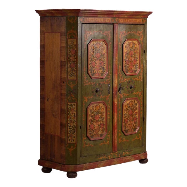 Painted Armoire in Pine, Central Europe, 1831 For Sale