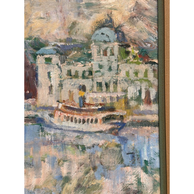 Arvidsson, Waterfront Cityscape, 1950s, Oil Painting on Panel, Framed For Sale - Image 14 of 15