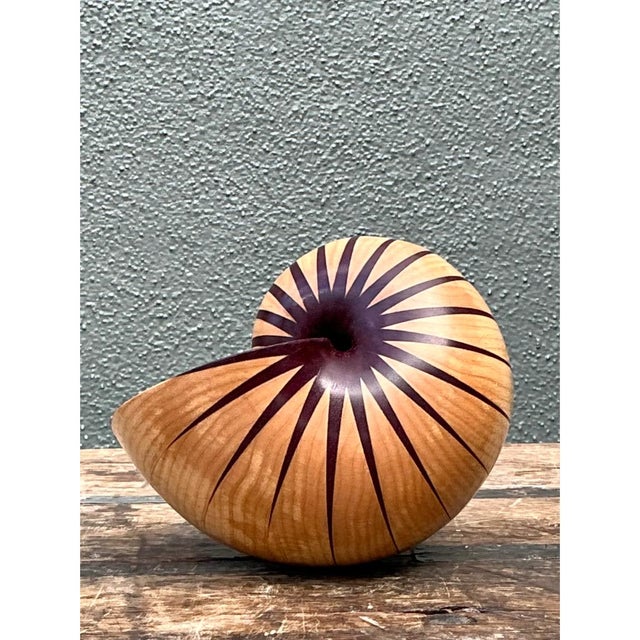 Vintage Handcrafted Wood Nautilus Form For Sale - Image 10 of 12