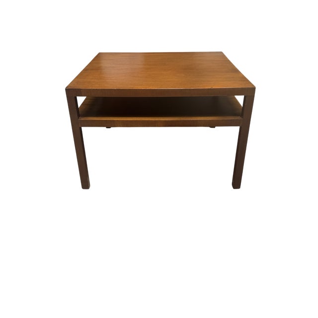 Mid-Century John Widdicomb Walnut Square Cocktail Table With Open Shelf For Sale - Image 11 of 18
