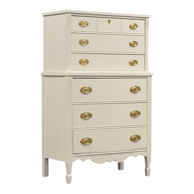 1960s White Shabby Chic Modern Tall Dresser For Sale