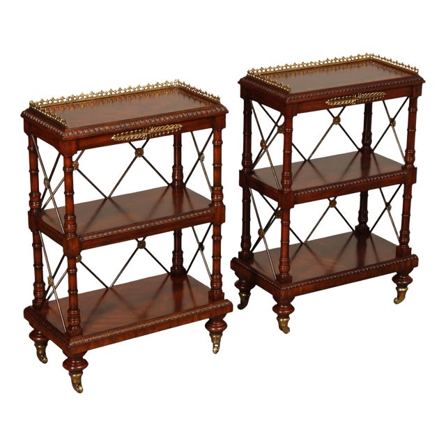 Maitland Smith George IV Style Pair of Mahogany Bookcases For Sale