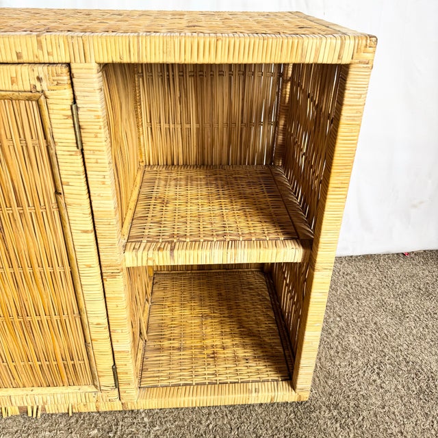 Vintage Boho Chic Wicker Credenza For Sale - Image 9 of 11