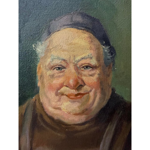 1960s Vintage Original Realistic Monk With Stein Friar Religious Oil Painting on Board For Sale - Image 5 of 10